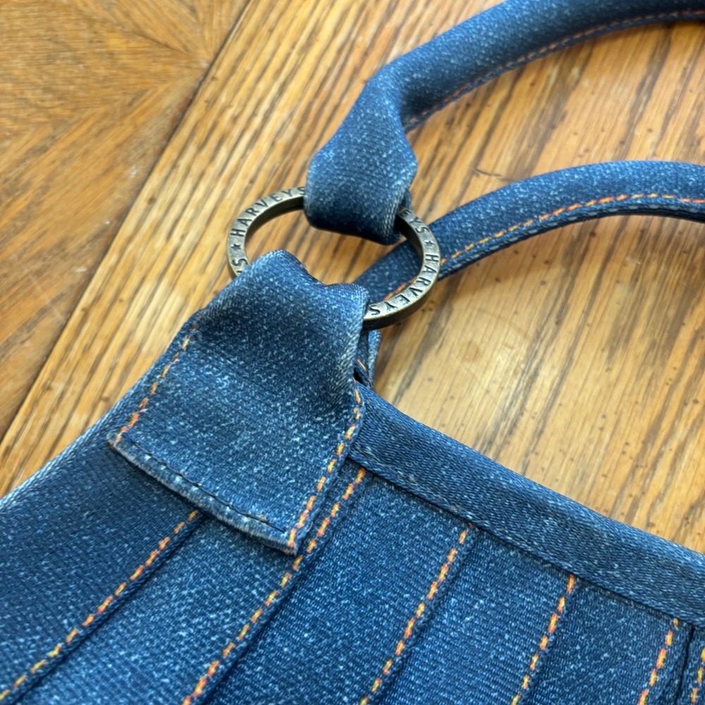 Harvey's Seatbelt Bag Stella Denim Blue Indigo Teardrop Curved Shape Satchel Bag - Picture 11 of 14